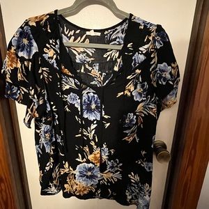 Maurice’s Plus Size Floral Double Flutter Sleeve Blouse